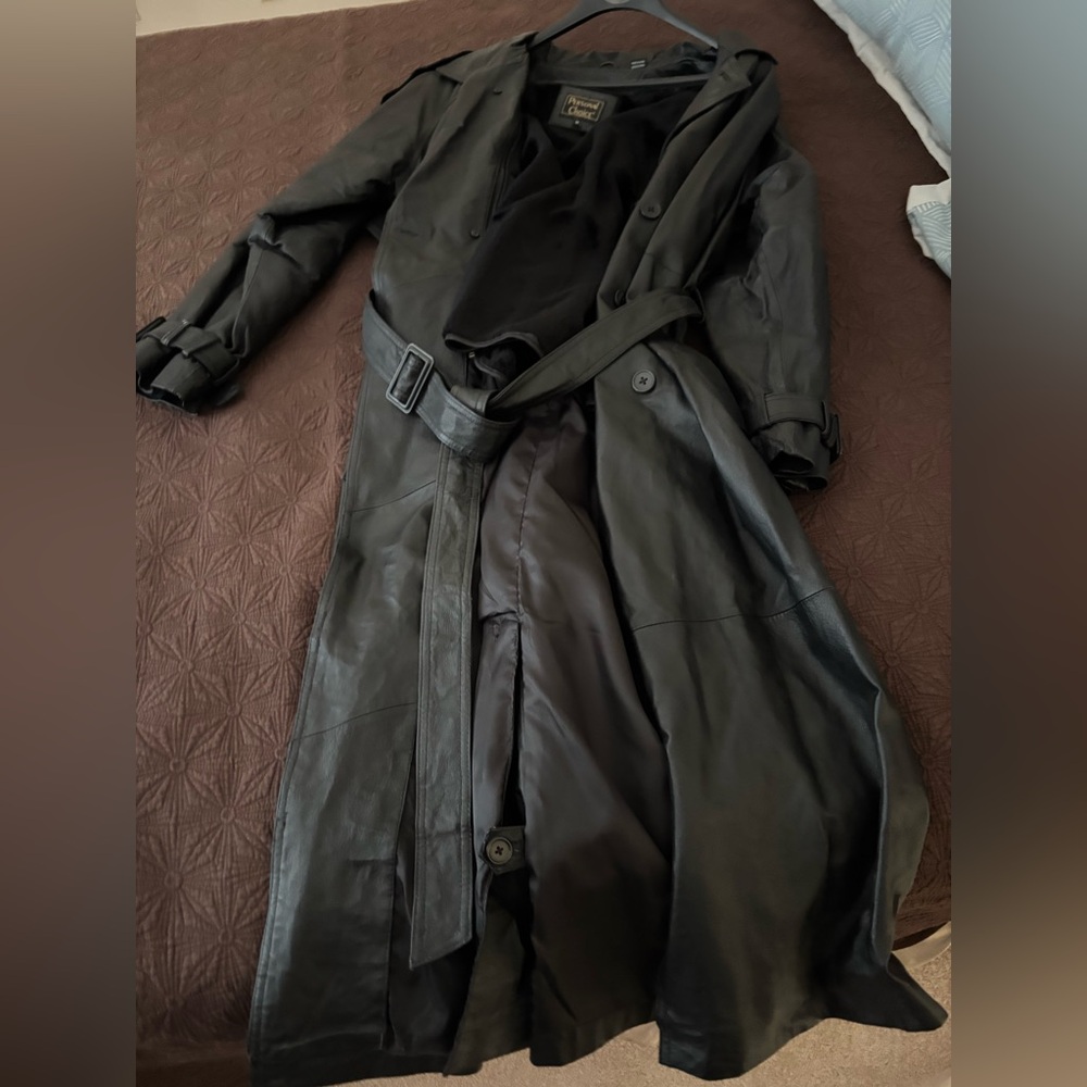Personal‎ Choice Mens Medium Black Long Leather  Coat